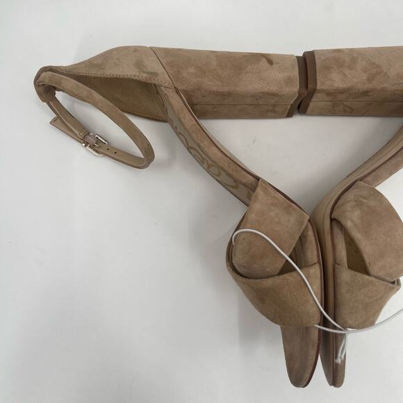 SAM EDELMAN Heels Yancy Size 10 Suede Leather Ankle Strap Block Heel Tan Shoes - Picture 8 of 16